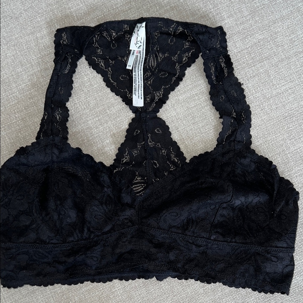 Free People Lace Racerback Bralette - Black